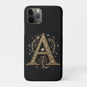 Ornate Gold Letter A Luxury Monogram Vintage iPhone 11 Pro Case