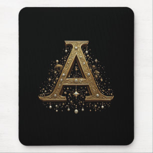 Ornate Gold Letter A Luxury Monogram Vintage Mouse Mat