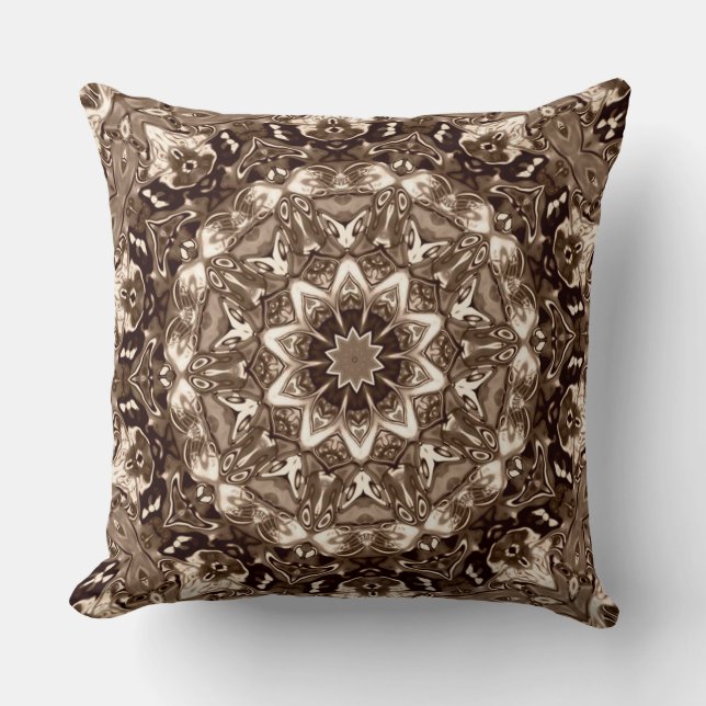 Ornate Gold Mandala Throw Pillow (Front)