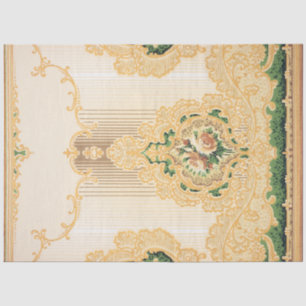 Ornate Gold Rococo Flowers and Scrolls Tissue Paper