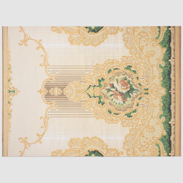 Ornate Gold Rococo Flowers and Scrolls Tissue Paper (Front)