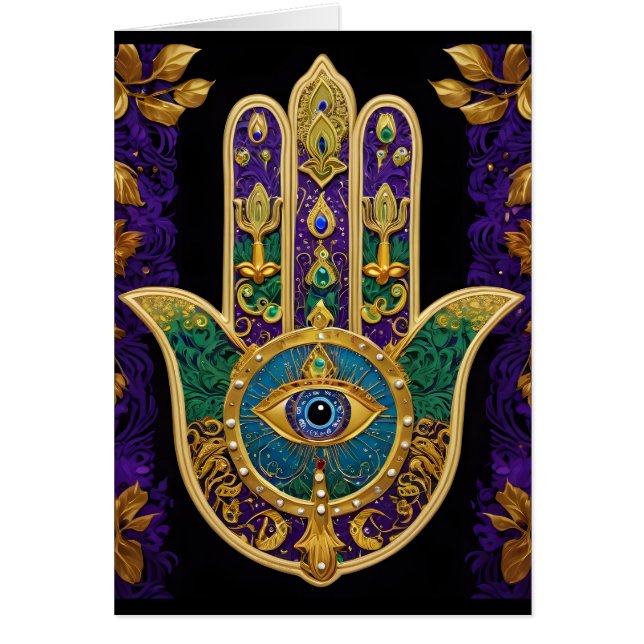  Ornate Gold Third Eye Hamsa (Front)