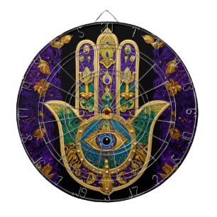  Ornate Gold Third Eye Hamsa Dartboard