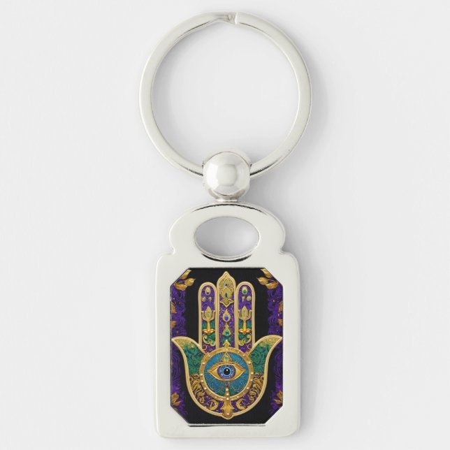  Ornate Gold Third Eye Hamsa Key Ring (Front)