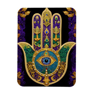 Ornate Gold Third Eye Hamsa Magnet
