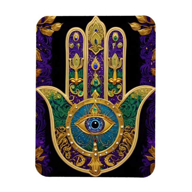  Ornate Gold Third Eye Hamsa Magnet (Vertical)