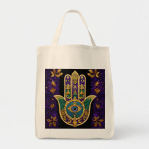 Ornate Gold Third Eye Hamsa Tote Bag
