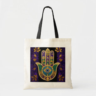 Ornate Gold Third Eye Hamsa Tote Bag