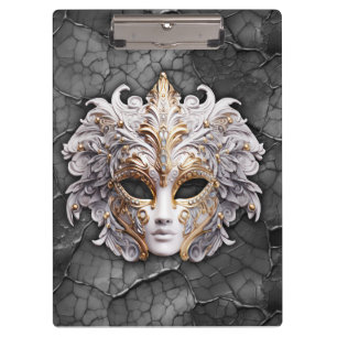 Ornate Gold / White Details on Gray Marble Clipboard