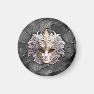 Ornate Gold / White Details on Gray Marble Magnet