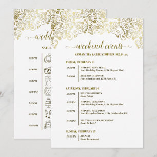 Ornate Gold & White Wedding Events & Timeline Programme