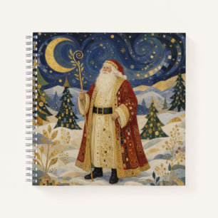Ornate Golden Art Nouveau Santa Claus Winter Notebook