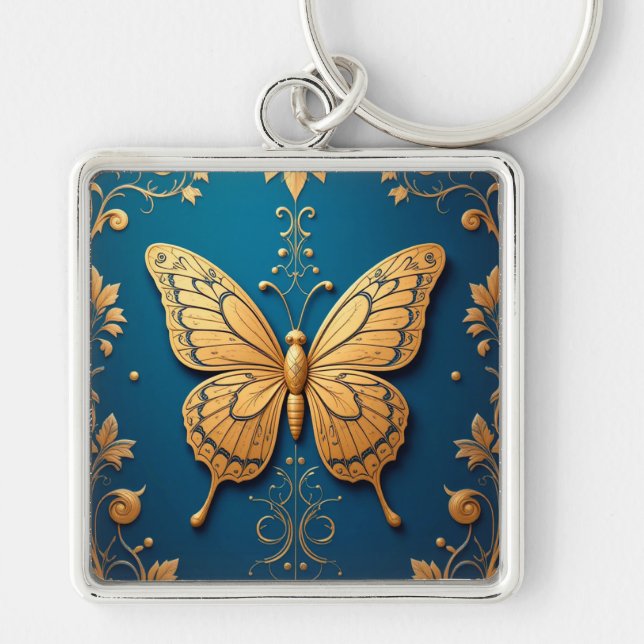 Ornate Golden  🦋 Butterfly Art Gift 🦋 Key Ring (Front)