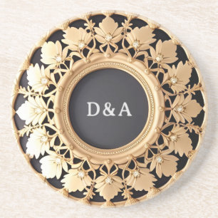 Ornate Golden Circular Decorative Frame Coaster