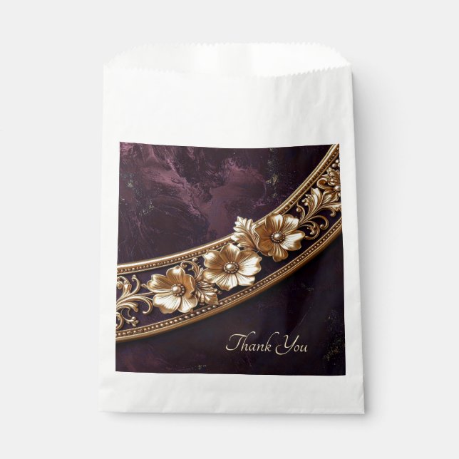 Ornate Golden Floral Favour Bag (Front)