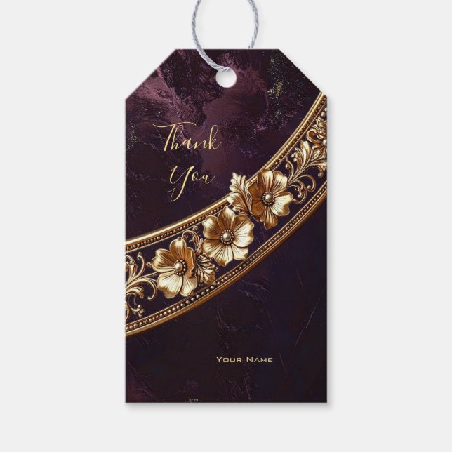 Ornate Golden Floral Gift Tag (Front)