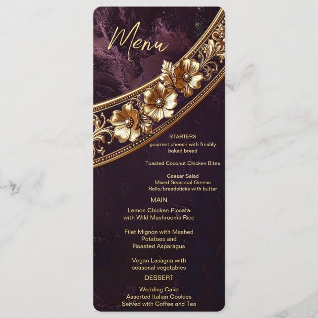 Ornate Golden Floral Menu (Front)