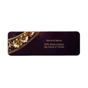 Ornate Golden Floral Return Address Label