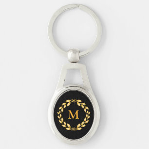 Ornate Golden Leaved Roman Wreath Custom Keychains