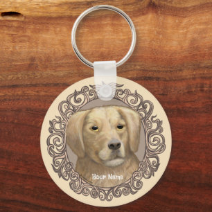 Ornate Golden Retriever Key Ring