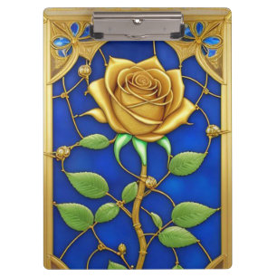 Ornate Golden Rose Artwork Clipboard