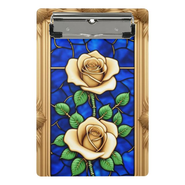 Ornate Golden Rose Artwork Mini Clipboard (Front)