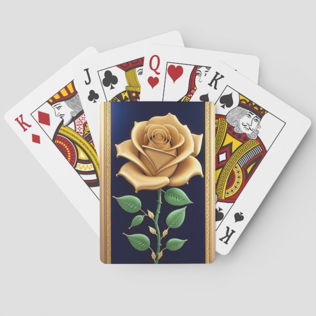 Ornate Golden Rose Artwork Playing Cards (Back)
