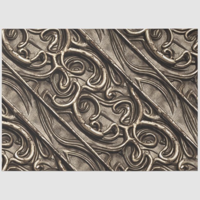 Ornate Gothic Abstract Flowing Metal Tissue Paper (Front)