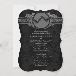 Ornate Gothic Elegant Bat Wedding Invitation