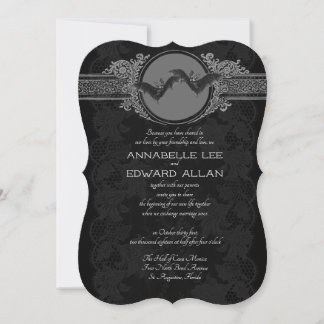 Ornate Gothic Elegant Bat Wedding Invitation