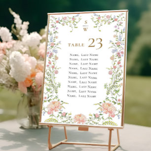 Ornate Grace Pastel Blush Flora Seating Chart Card