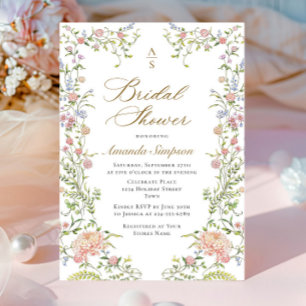 Ornate Grace Pastel Blush Floral Bridal Shower Invitation