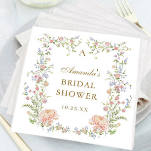 Ornate Grace Pastel Blush Floral Bridal Shower Napkin