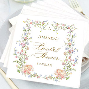 Ornate Grace Pastel Blush Floral Bridal Shower Napkin