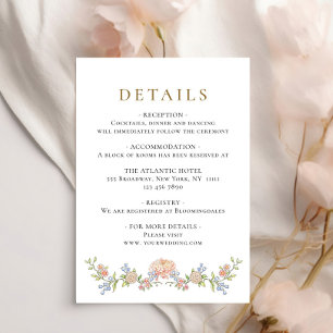 Ornate Grace Pastel Blush Floral Wedding Details Enclosure Card