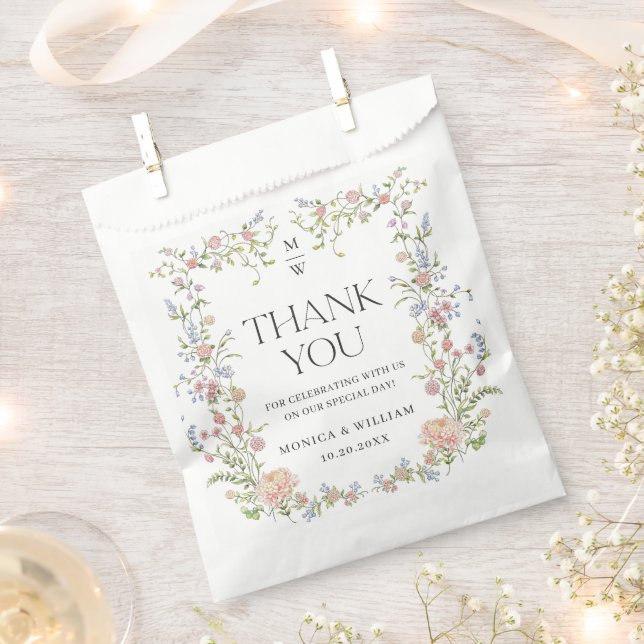 Ornate Grace Pastel Blush Floral Wedding Favour Bags (Clipped)