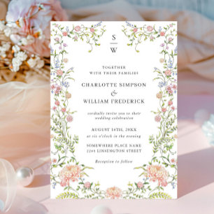 Ornate Grace Pastel Blush Floral Wedding Invitation