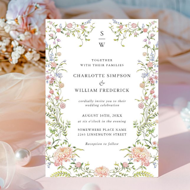Ornate Grace Pastel Blush Floral Wedding Invitation (Creator Uploaded)