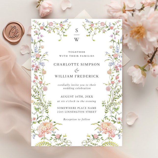 Ornate Grace Pastel Blush Floral Wedding Invitation (Creator Uploaded)