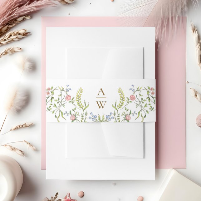 Ornate Grace Pastel Blush Floral Wedding Invitation Belly Band (Creator Uploaded)