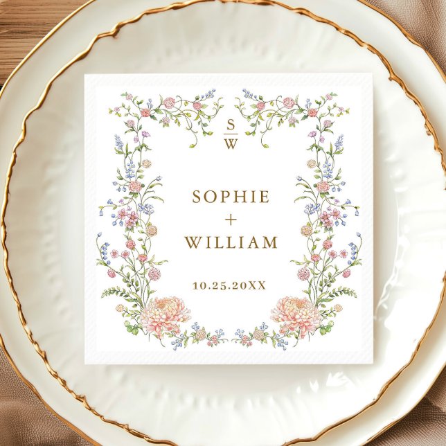 Ornate Grace Pastel Blush Floral Wedding Napkin (Creator Uploaded)