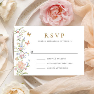 Ornate Grace Pastel Blush Floral Wedding RSVP Card