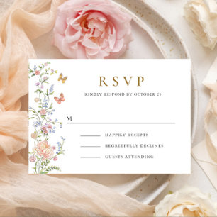 Ornate Grace Pastel Blush Floral Wedding RSVP Card
