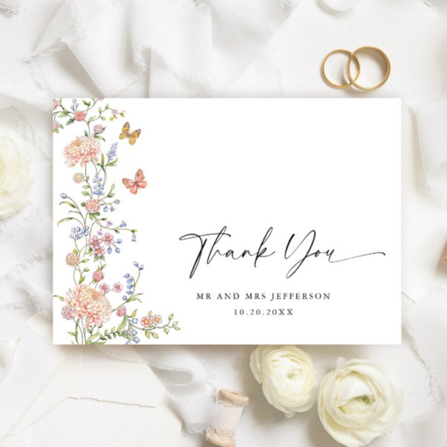 Ornate Grace Pastel Blush Floral Wedding Thank You (Creator Uploaded)