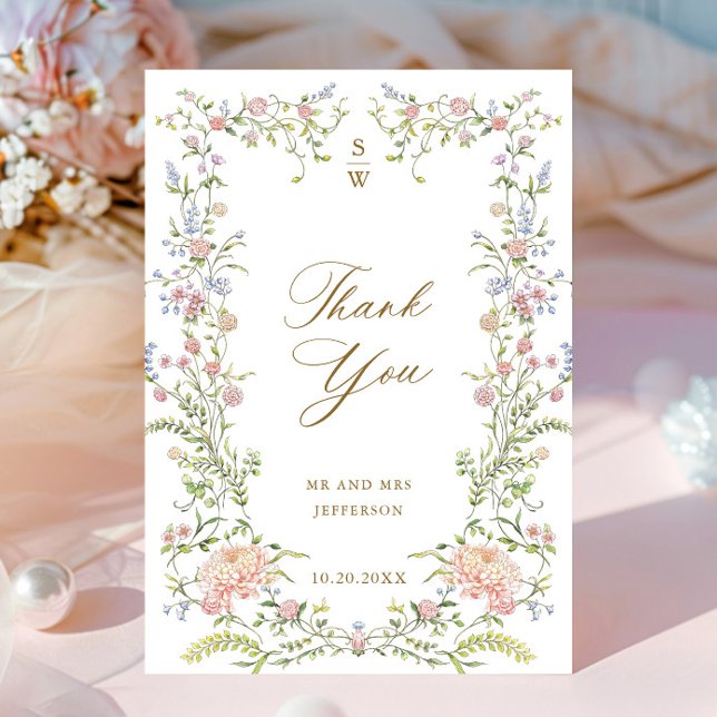 Ornate Grace Pastel Blush Floral Wedding Thank You (Creator Uploaded)