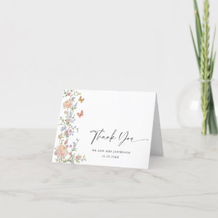 Ornate Grace Pastel Blush Floral Wedding Thank You Card