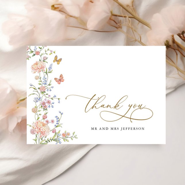 Ornate Grace Pastel Blush Floral Wedding Thank You Card (Creator Uploaded)