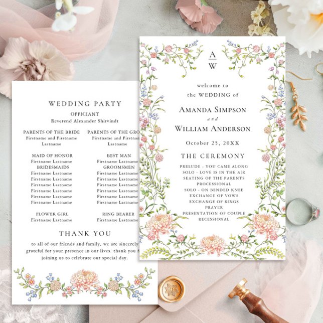 Ornate Grace Pastel Blush Wedding Ceremony Program (Creator Uploaded)
