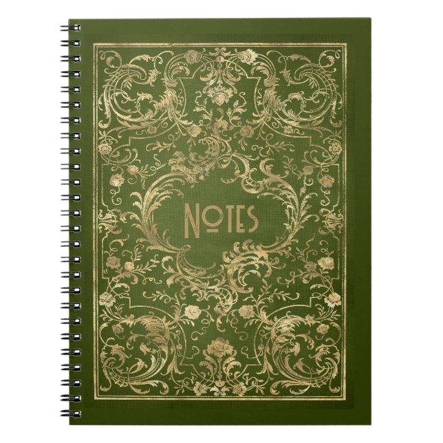 Ornate Green and Gold Frame Notebook (Front)