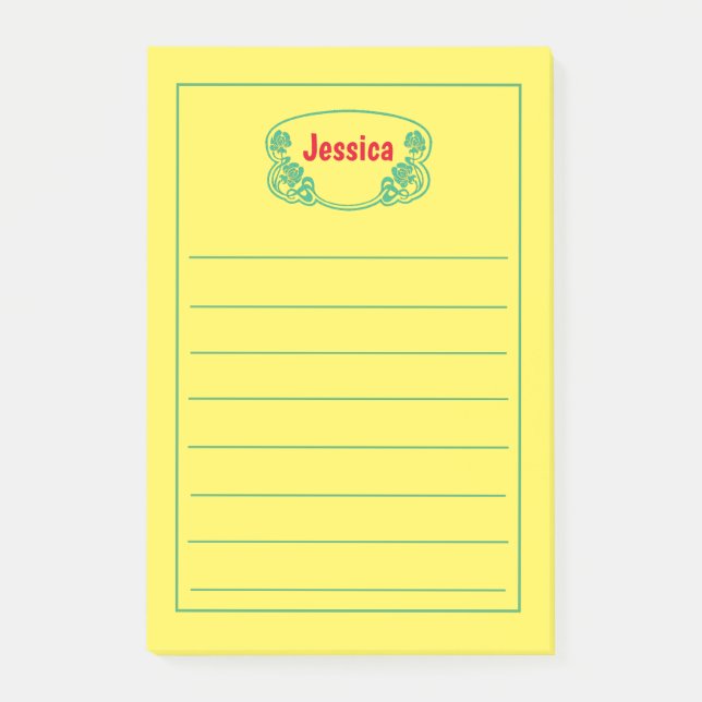 Ornate Green Framed Nameplate Graphic Post-it Notes (Front)
